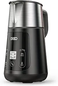 Dreo Milk Frother, All-in-1, 27oz/800ml Hot/Cold Electric Foam Maker for Coffee, Latte Art-level Microfoam, Automatic Milk Warmer, Dairy/Plant-Based Milk, Dishwasher Safe, Black Silver
