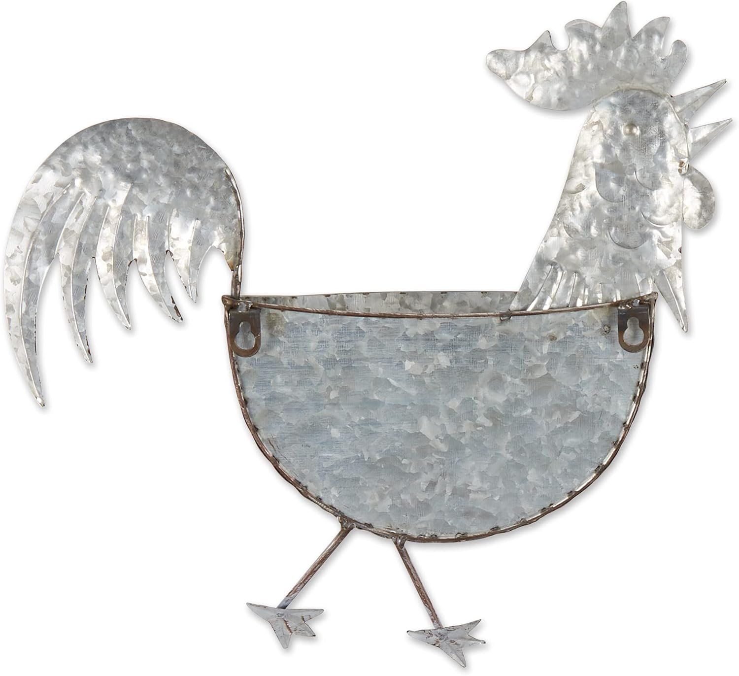 Accent Plus Rooster Galvanized Wall Planter, 14.25x3.75x13.75