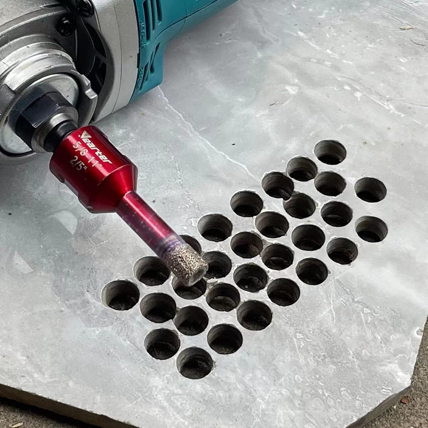 10PCS/Set Vacuum Brazed Diamond Masonry Hole Saw Kit, 1/4''- 2'' Core Drill Bit for 5/8-11'' Thread Angle Grinder for Porcelain Tile Ceramic Marble Brick Concrete