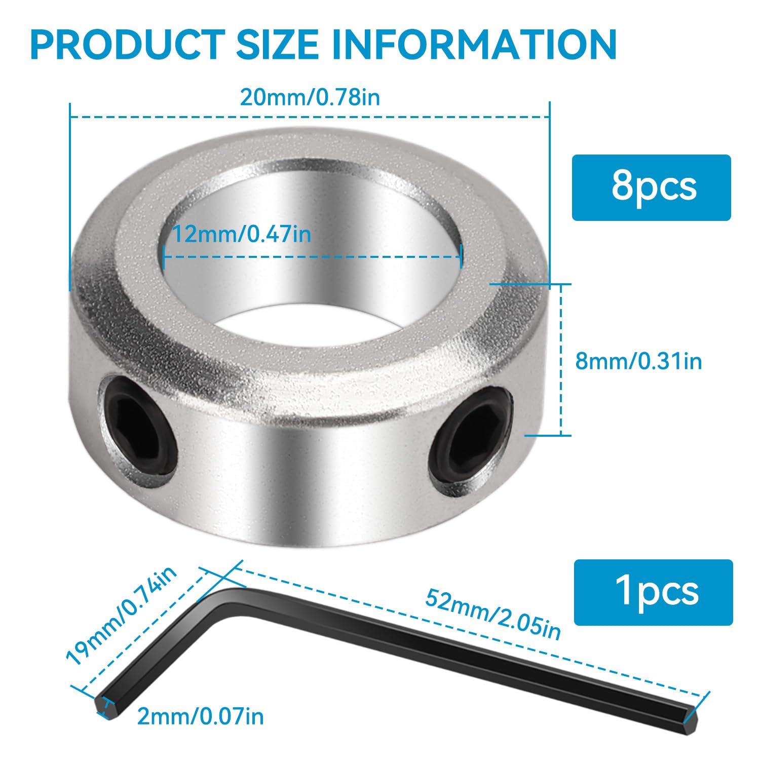 4 Stück Stellringe 12mm Bohrung 20mm AD 8mm Breite – Aluminium Wellensicherungsringe Für CNC Maschinen & Getriebe Montage Ring Maschinen 4 Stück Stellringe 12mm Bohrung 20mm AD 8mm Breite – Aluminium Wellensicherungsringe Für CNC Maschinen & Getriebe Montage Ring Maschinen