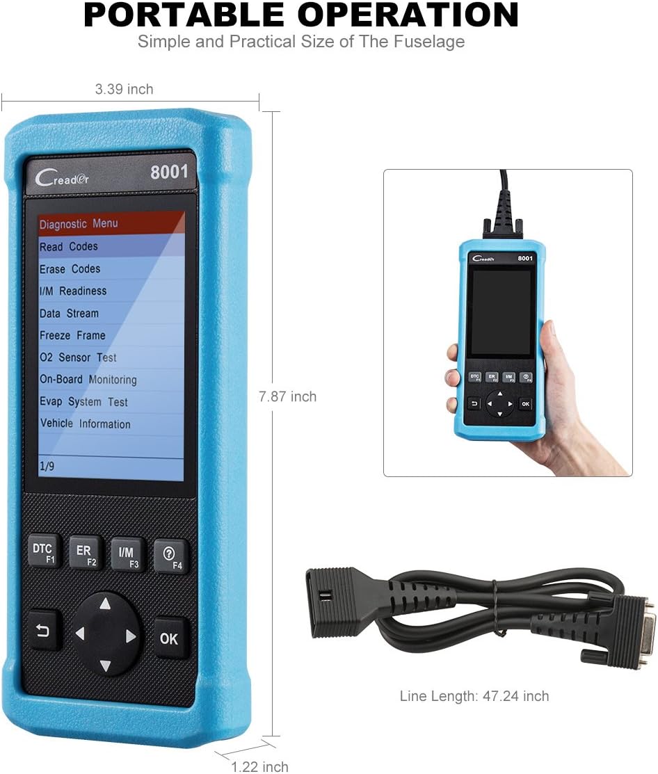 Dimensions of LAUNCH Creader 8021 diagnostic tool