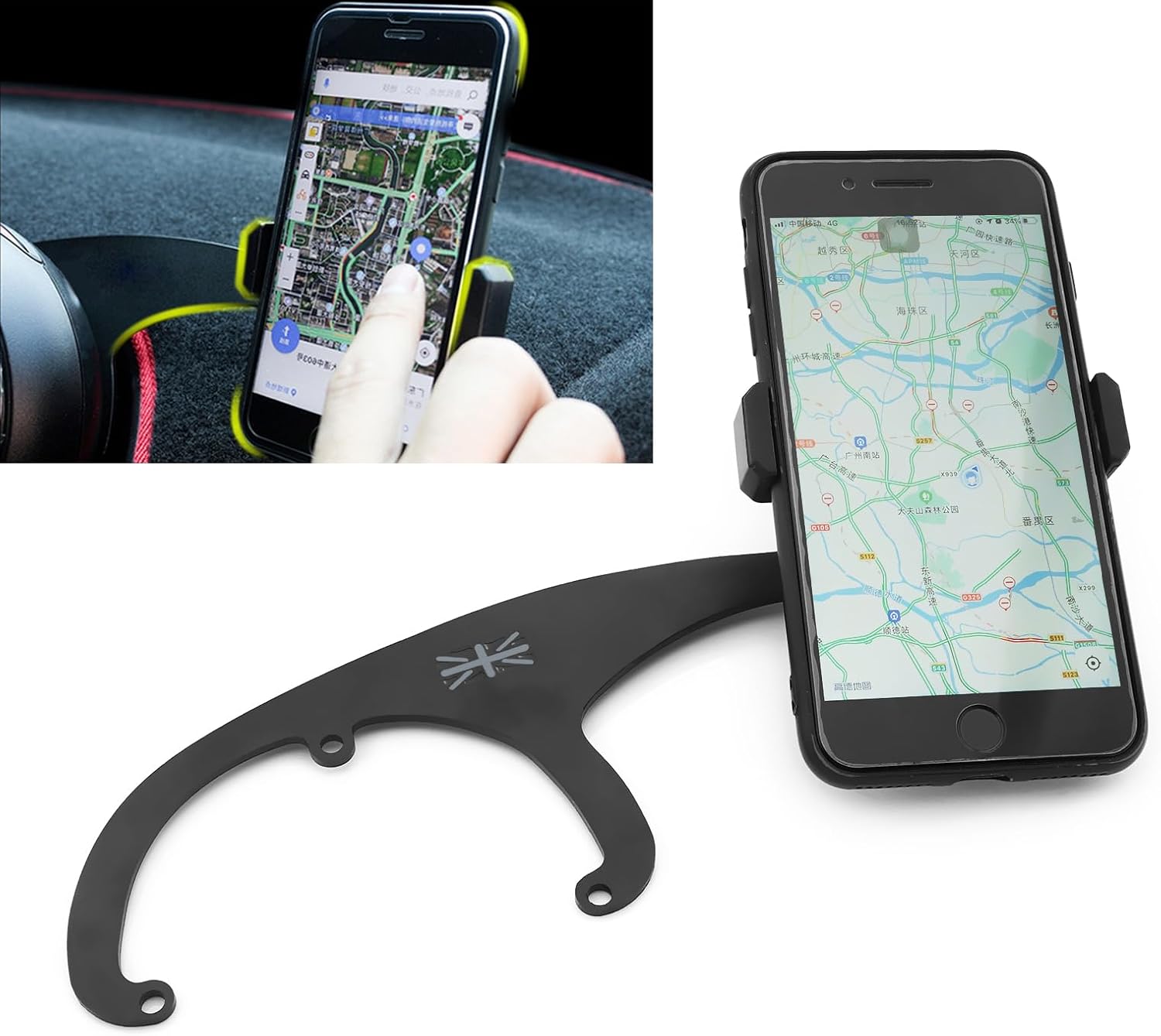 Car Mobile Phone Holder Bracket Compatible with Cooper R55 Clubman R56 Hatchback R57 R58 R59 2006-2015 with Cradle Rotatable Clip for 3.5-5.5 Inch Phone Mount Support (Gray Union Jack) image 2