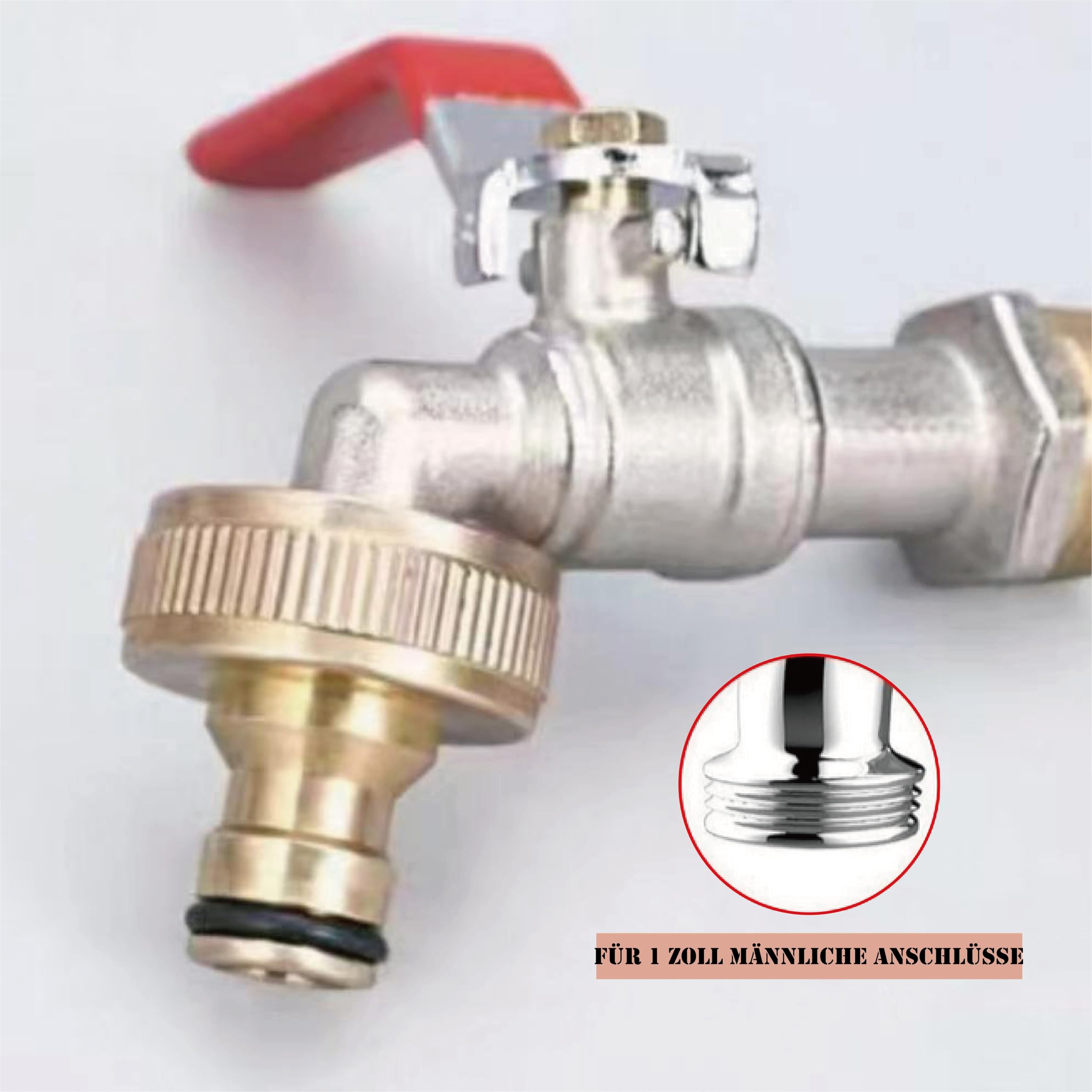 Gartenschlauch Schnellkupplung Messing Wasserschlauch Fitting Anschlüsse Innengewinde Adapter Messing Ton 1 Zoll, Außengewinde Zubehör/Gartengerät/Sanitär/Bewässerung (2 Stück pro Packung)