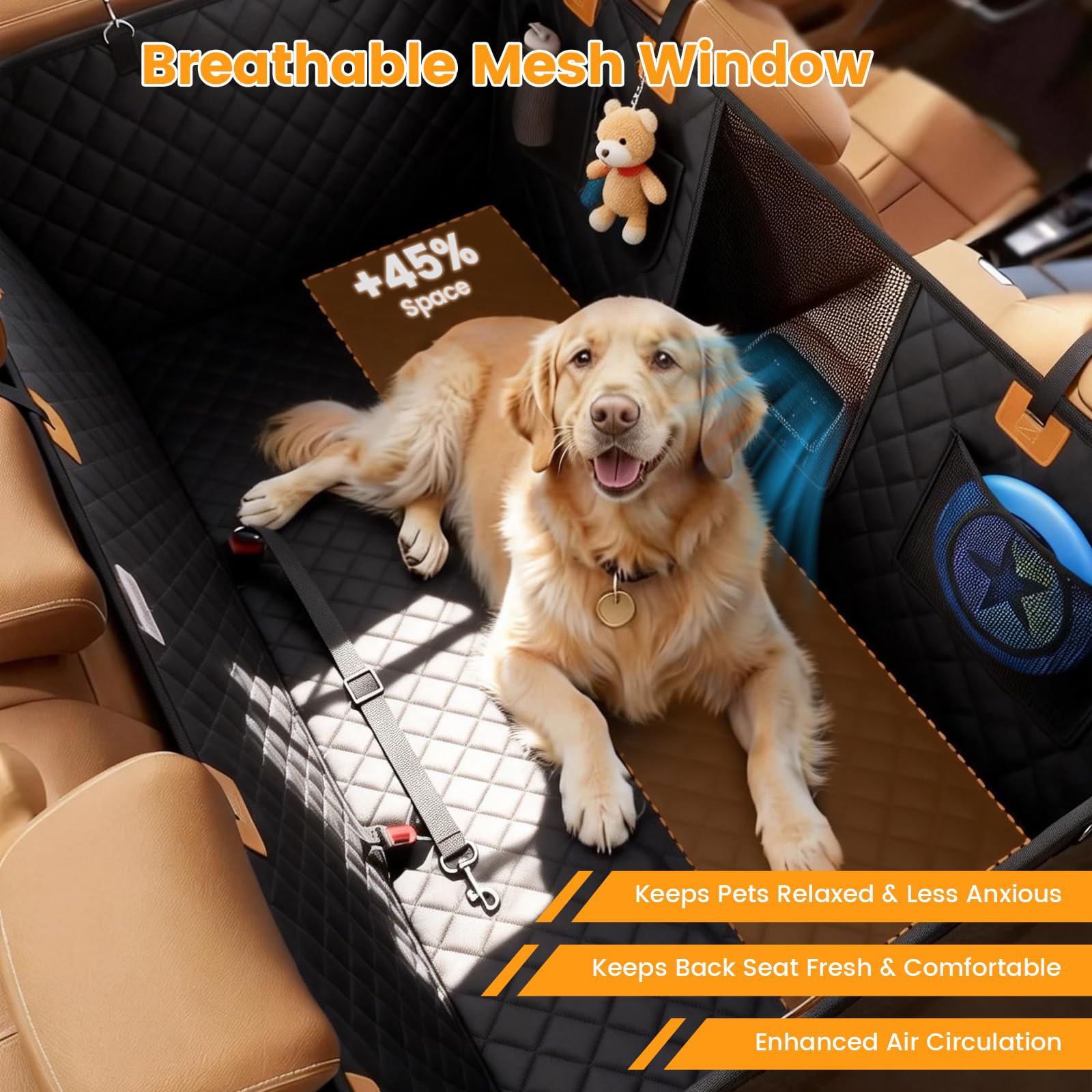 Back Seat Extender for Dogs with Hard Bottom, Dog Car Seat Cover for Back Seat, Waterproof Backseat Dog Extender & Hammock, Fits Most Cars, SUVs &Trucks, Medium&Large Dogs - image 7