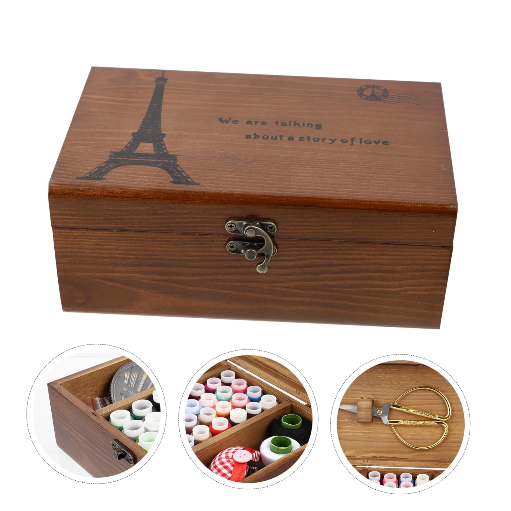 DOITOOL 2 Set Strumenti da Cucito Scatola Legno Kit Completo e Portatile per Cucito Diy Organizzatore per Casa