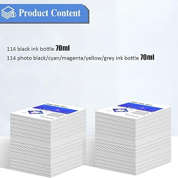 114 Ink Compatible with epson 114 Ink Bottle Multipack for EcoTank ET-8500 ET-8550 (12-Pack, 2 Black/2 Photo Black/2 Cyan/2 Magenta/2 Yellow/2 Grey)