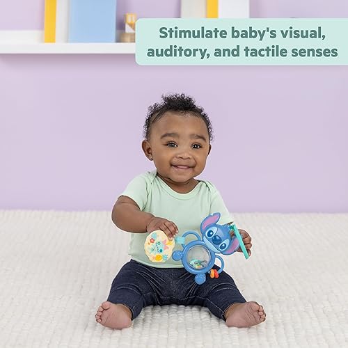 Miniatura 2 de Bright Starts Disney Baby Stitch Tummy Tumble - Juguete giratorio para perseguidor de cuentas, para viajes, unisex, juguete de cochecito para recién