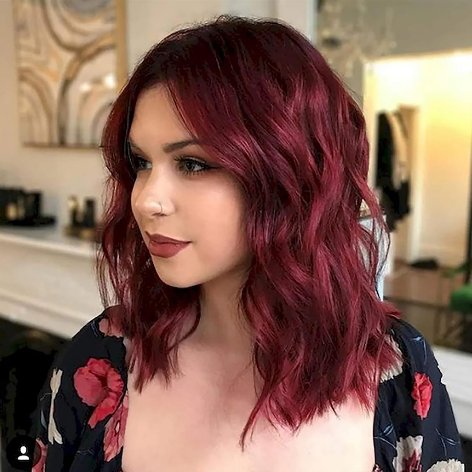 Amazon.com : Aisaide Wine Red Curly Wavy Bob Wig with 