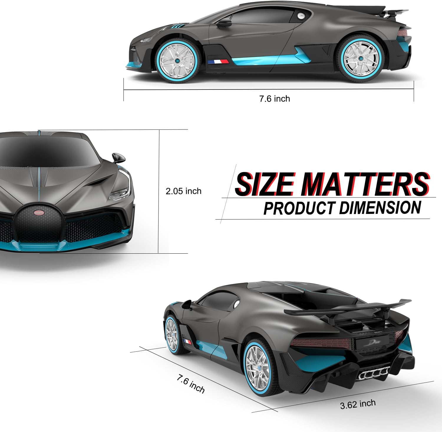 1:24 Scale Remote Control Car for Bugatti Divo, 2.4GHz Model RC Cars, Electric Sport Racing Hobby Vehicle Gift for Adults, Kids, Boys, Girls - Grey