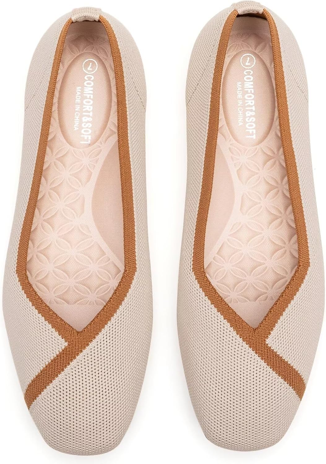 Frank Mully Womens Square Toe Flat Shoes Comfortable Knitted Flats Work Flats for Woman - Image 5