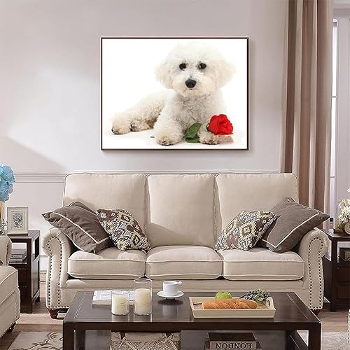 Miniatura 2 de Kits de pintura de diamante 5D para bricolaje, bichón frise, perro blanco, taladros completos, lienzo, suministros de manualidades para decoración