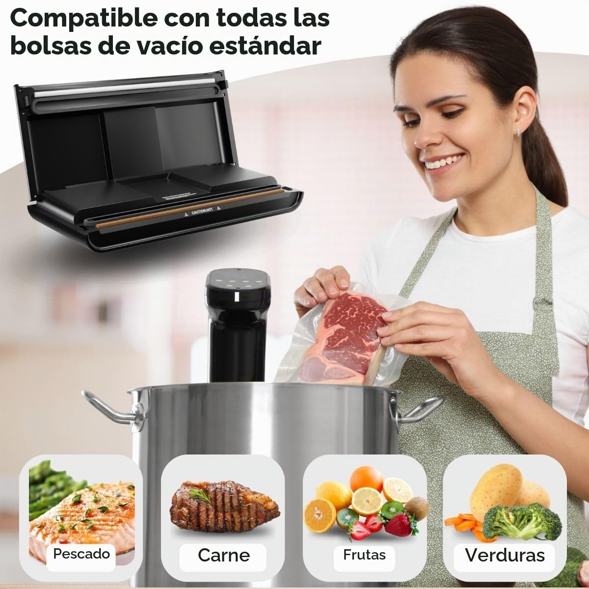 ProfiCook® selladora al vacío | sous vide y cocción al vacío | selladora al vacío incl. 18 bolsas | costura de sellado estable | los alimentos se mantienen frescos 8 veces más | PC-VK 1080