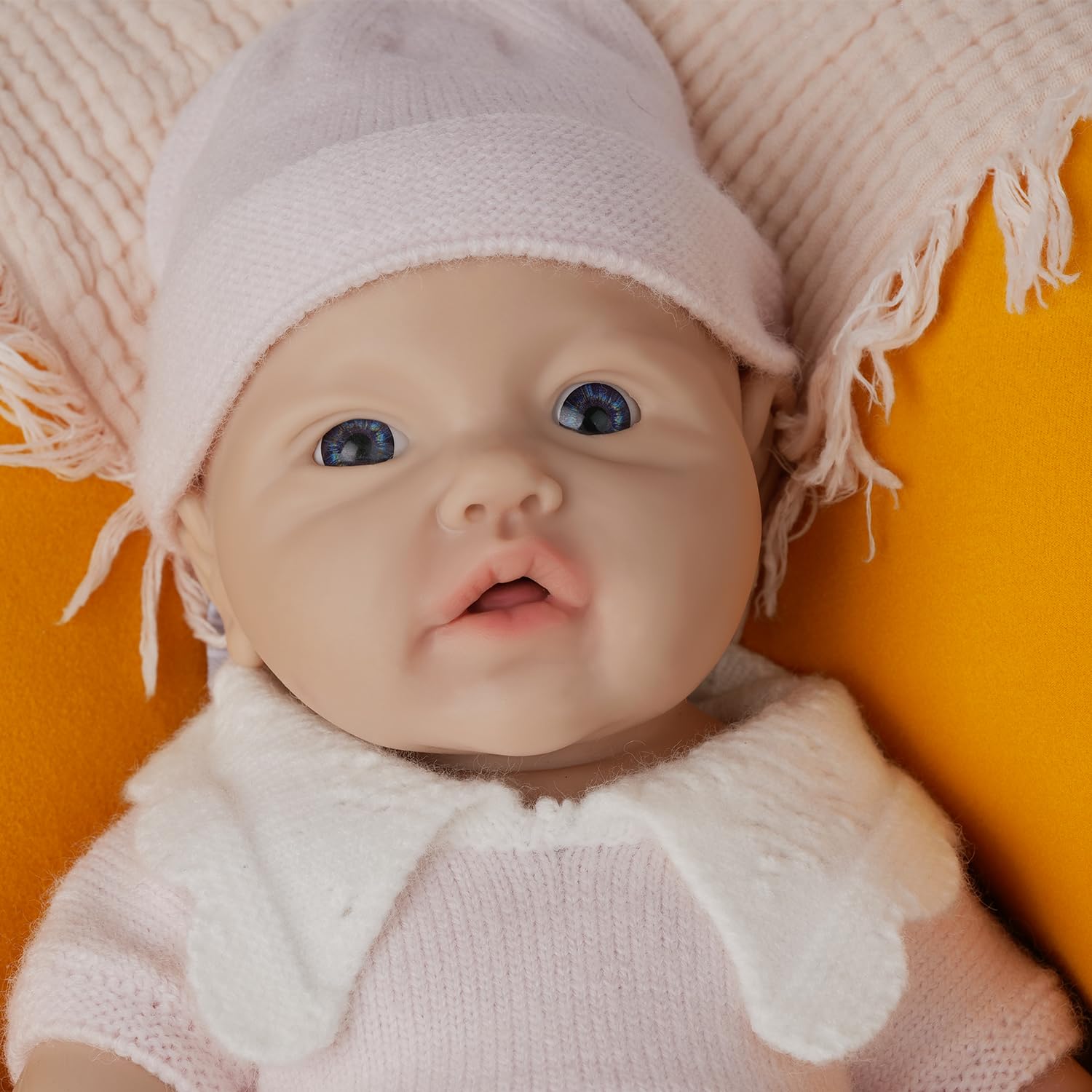 IVITA Full Body Silicone Reborn Baby Doll Newborn Baby Doll Blue Eyes Soft Baby Doll Girls Open Mouth (WG1519 48cm 3790g Mädchen - View #4