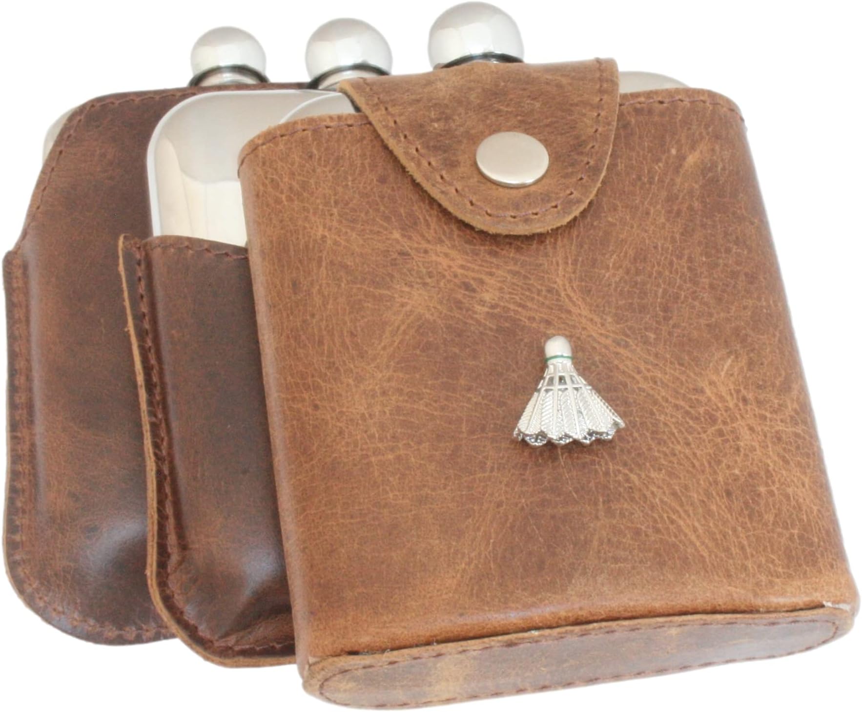 Badminton Shuttlecock Full Jacket 6oz Stainless Steel Hip Flask & Free Engraving 538