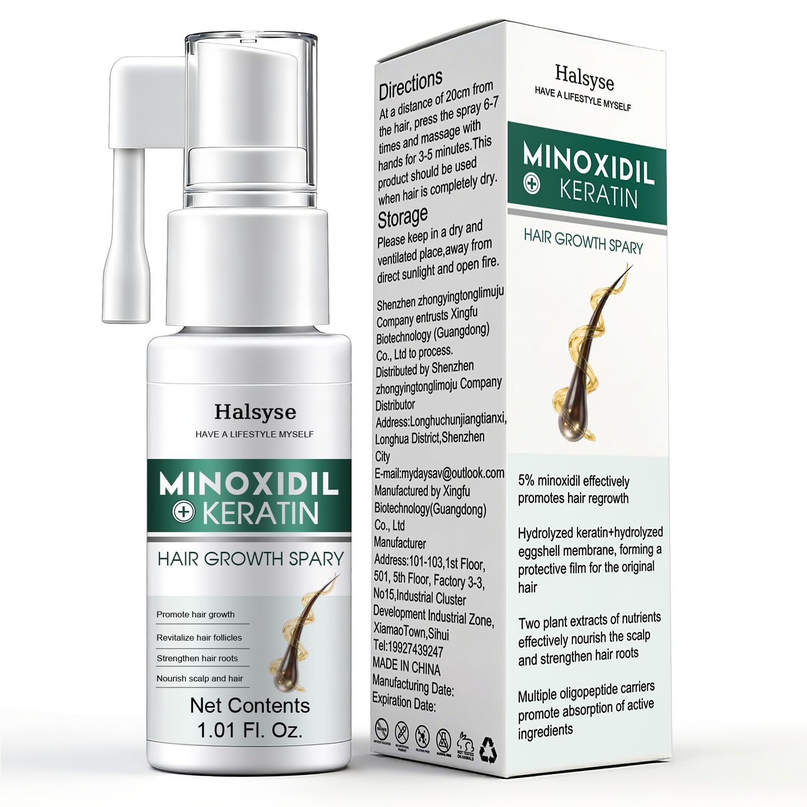 5 Minoxidil Hair Growth Spray Hair Regrowth Treatment for Thinning Hair Hair Loss Scalp Treatment with Peptide Complex