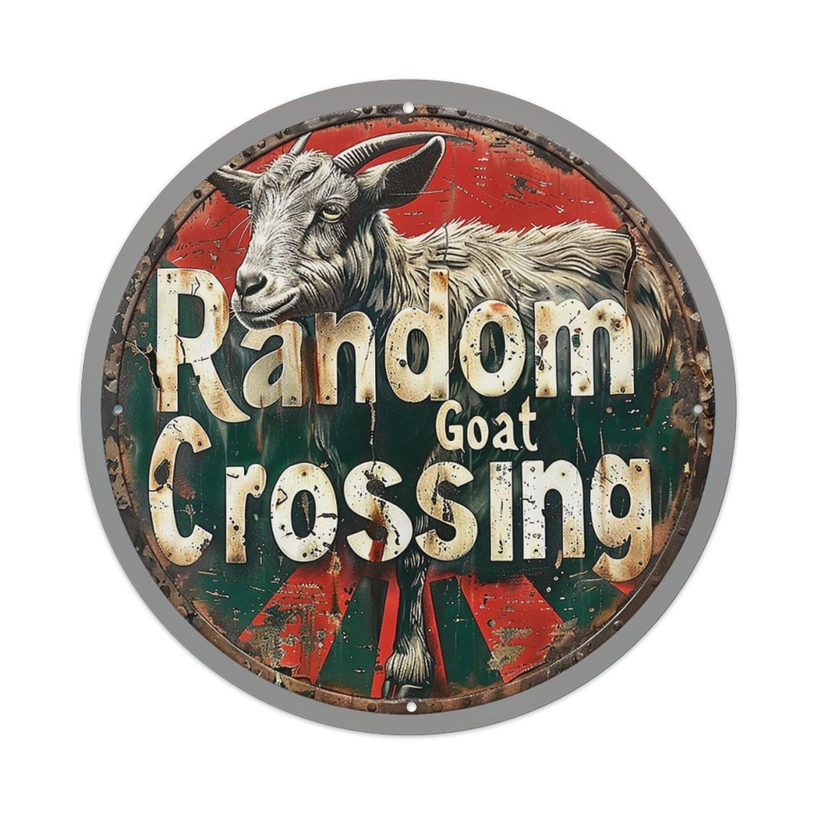 Random Goat Crossing Sign Print Tin Sign Metal Poster Vintage Metal Signs for Home Man Cave Bar Cafe Kitchen laundry room Wall Decorations 8x8 inches