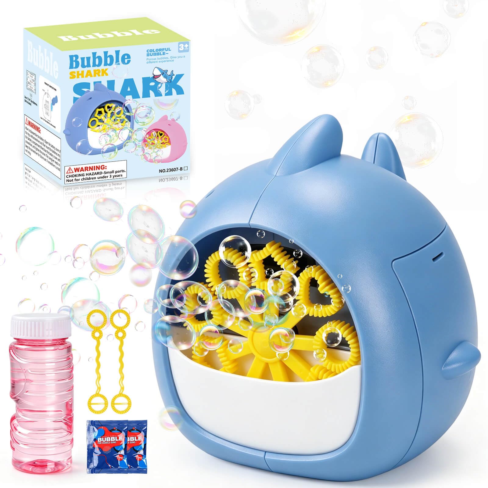 Toys for 3-8 Year Olds Kids: Shark Bubble Machine for Kids Automatic Bubble Maker Gifts for Age 3 4 5 6 7 8 Baby Toddlers Girls Boys Birthday Bubble Blower for Summer Outdoor Bath Garden Party (Blue)