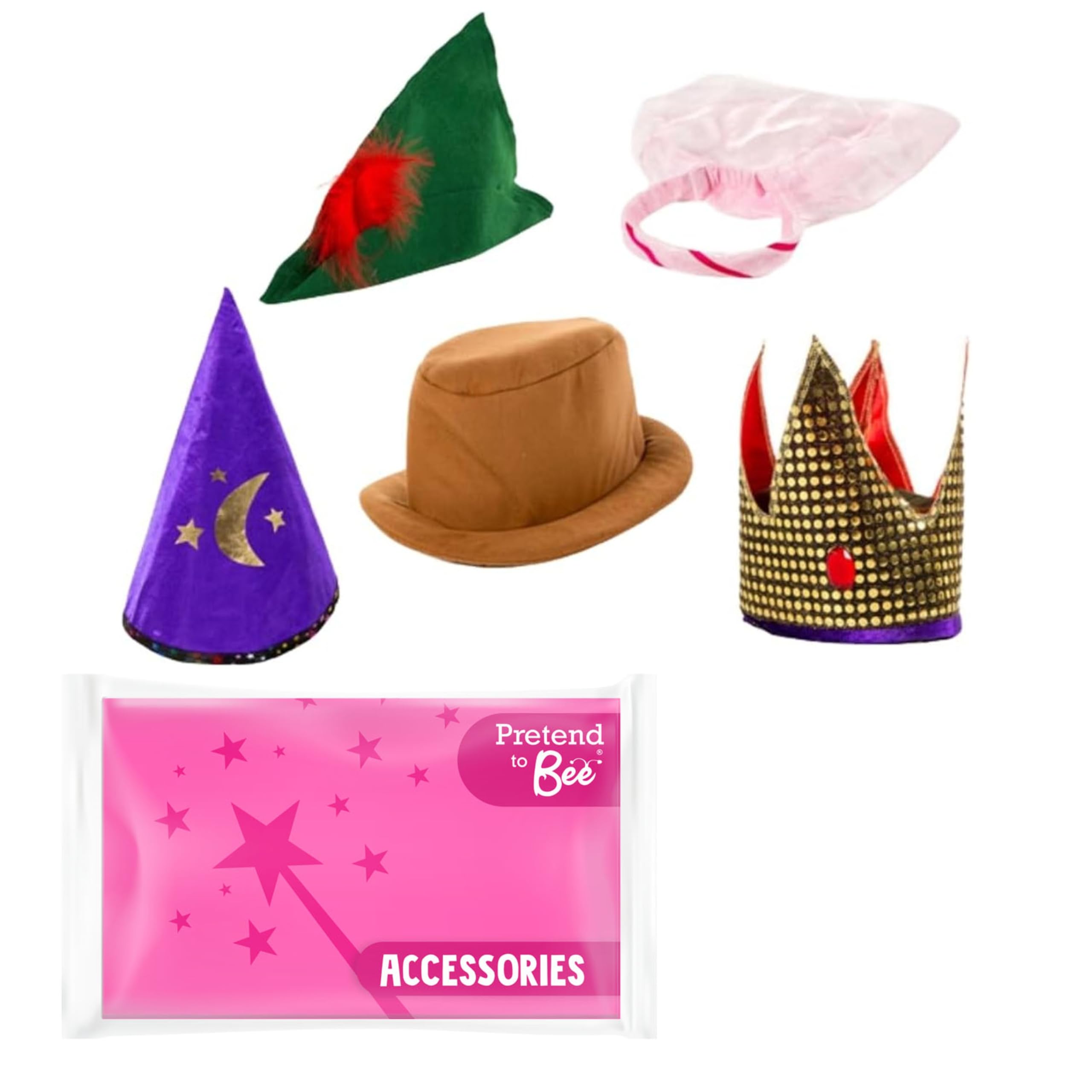 PRETEND TO BEE Storytime Hats, Dress Up Costume for Kids, Set of 5 Hats, 18+ Months - 7 Years