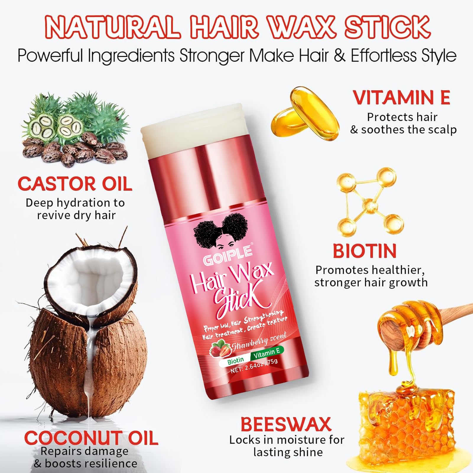 Hair Wax Stick Parrucchiere per Stick Capelli Ribelli - Wax Stick Hair, cera per capelli a lunga durata, lisciante per donne e bambini, bastone di finitura per capelli - rivitalizza e nutre i capelli