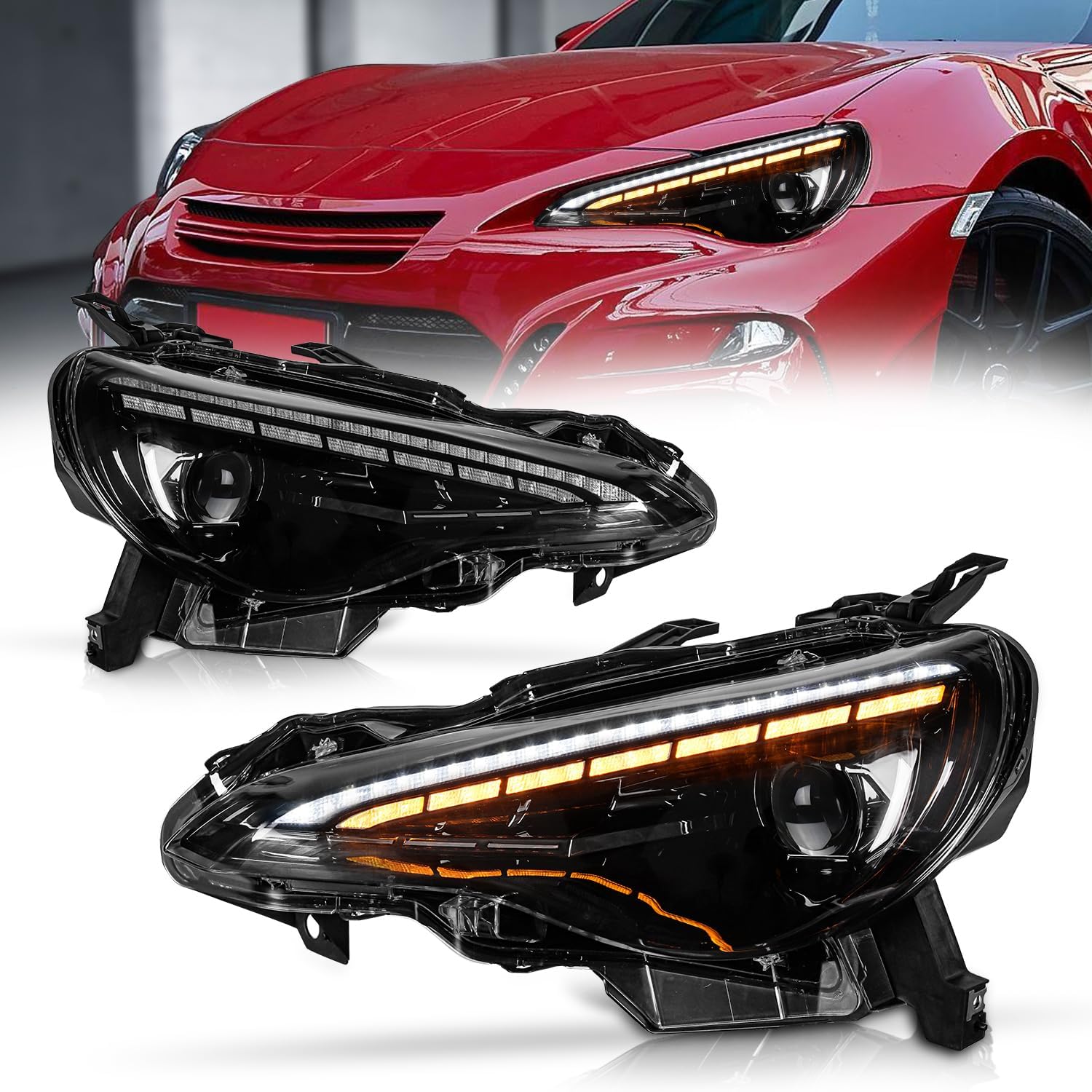 Amazon Archaic トヨタ 86ヘッドライト スバル BRZ ヘッドライト 全LED プロジェクターレンズ採用 デーモンアイと