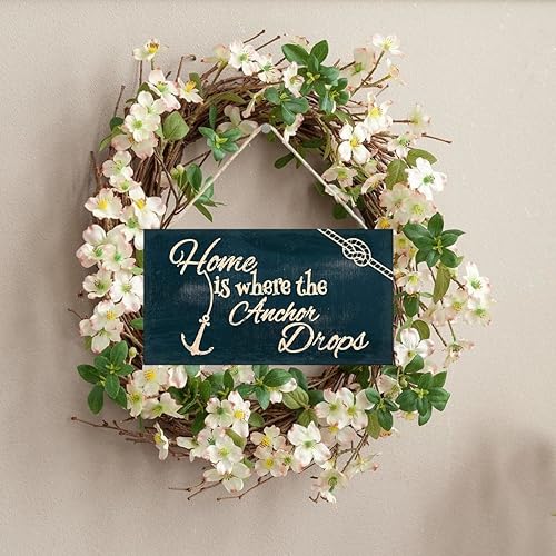 Miniatura 2 de TOMATO FANQIE Seaside Home is Where The Anchor Drops Nautical Shabby Chic - Placa colgante para baño/cocina, accesorio de regalo de 10 x 5 pulgadas