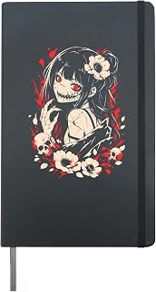 Anime Convention Outfit Dark Anime Girl Creepy Cosplay Hardcover Journal, Black