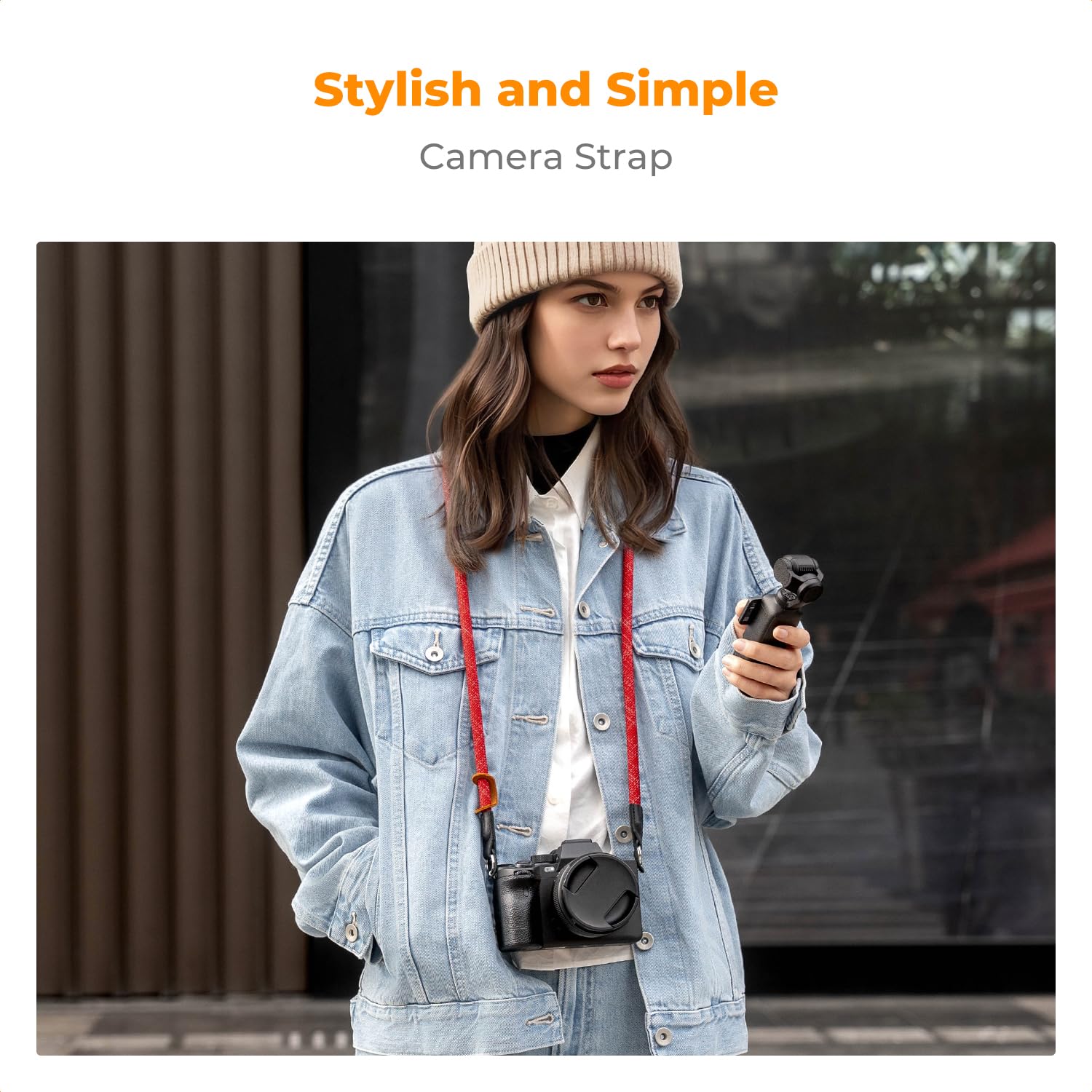 K&F Concept Pasek do aparatu, uniwersalny nylonowy pasek na szyję do aparatu DSLR-100 cm | Nylonowa lina, z o-ringiem do aparatu DSLR, do fotografii ulicznej, BJ01