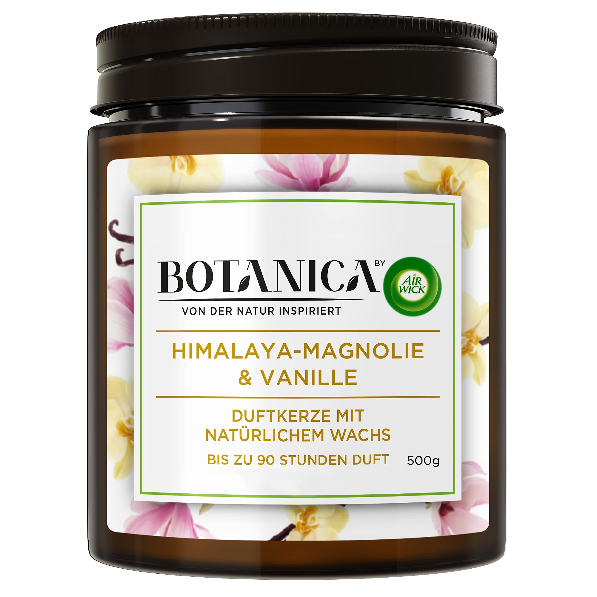 Botanica by Air WickScented Candle - Magnolia & Vanilla - Sustainably Made with Natural Ingredients - 500g Jar Candle - 3185469, Brown