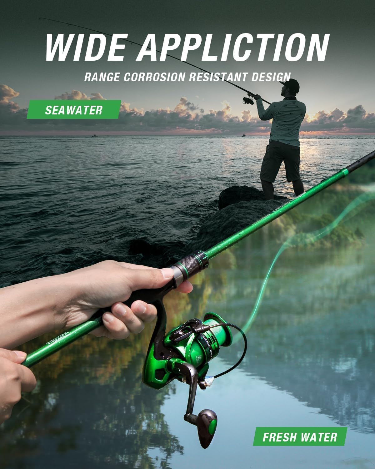 Ghosthorn Fishing Rod and Reel Combo Graphite Telescoping Fishing Pole Portable Travel Kit with Carrier Bag for Freshwater Saltwater