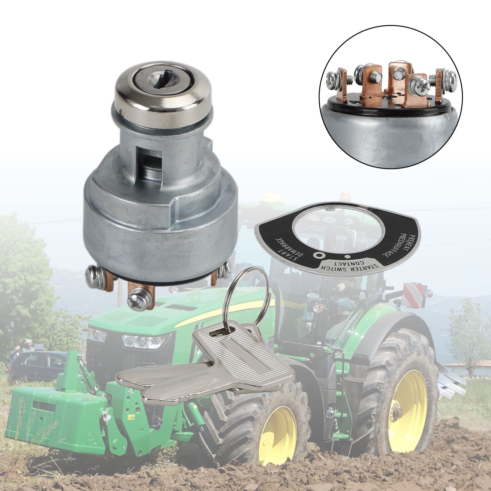 Topteng Interrupteur d'allumage 933110-00200 933110-00100 pour Yanmar 3TNV76 3TNV76-NBK 3TNE74 3TNE74-G1A, pour Yanmar Excavator C50R C60R C80R B08-3