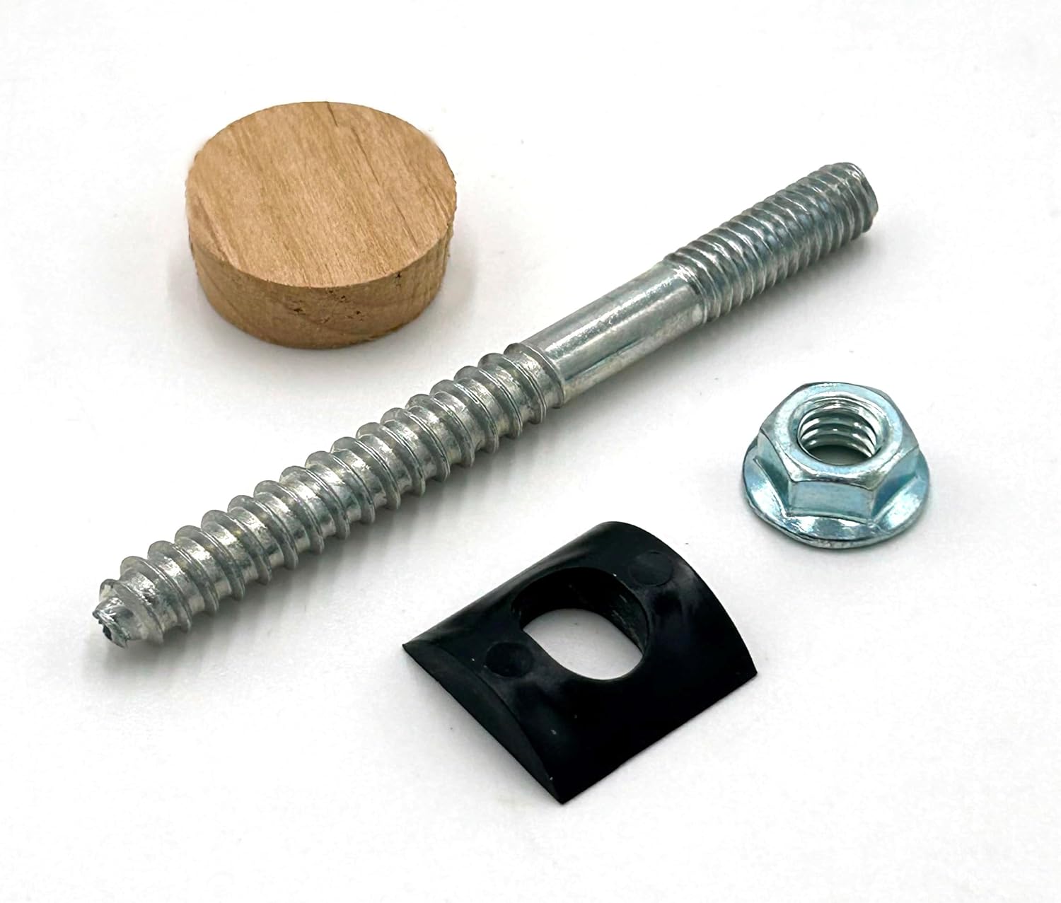 Stair Handrail Bolt Kit - Includes Rail Bolts (3 1/2" x 5/16"), Shoulder Nuts, Plastic Curved Washers, and 1" Tapered Hardwood Plugs, Handrail Fitting Hardware (White Oak, Set of 5)