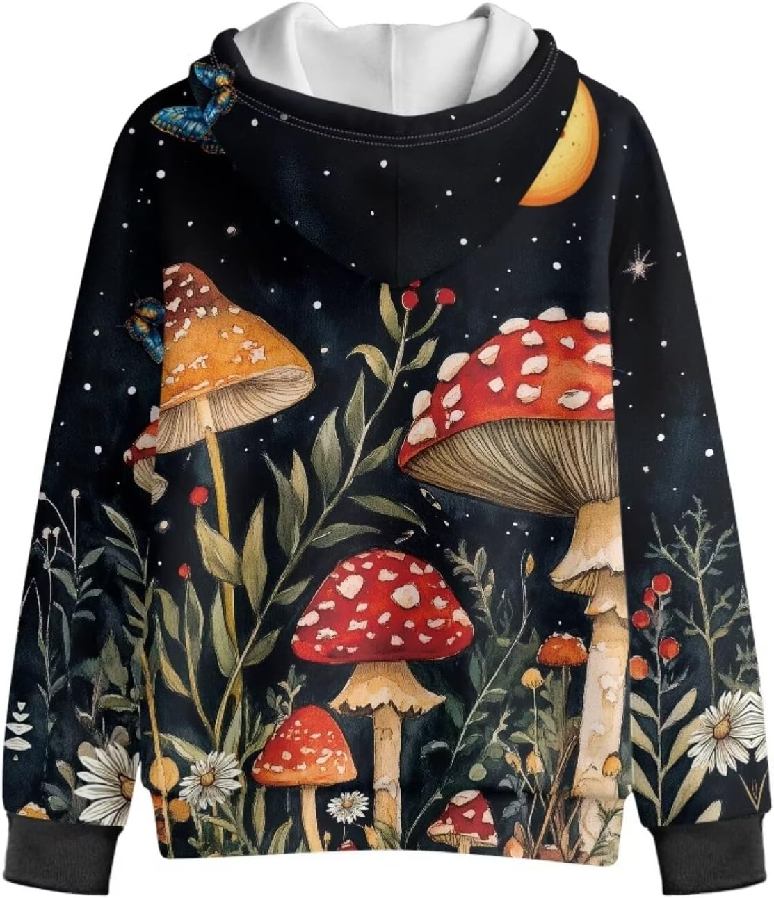 Mushroom Kids Sweatshirts Zip up Hoodie Loose Fitting Sportswear Casual Sportswear for School Travel Exercise