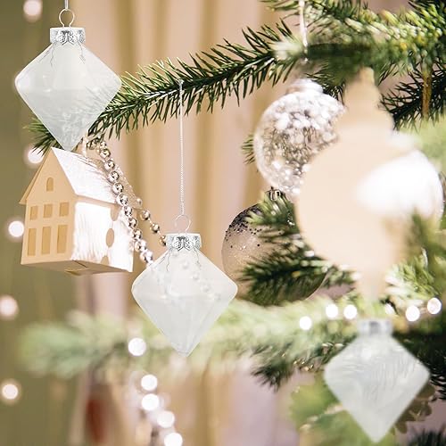 Miniatura 9 de Angoily Bolas de adorno rellenables de plástico transparente para Navidad, 12 unidades, prisma, bola de decoración de Navidad para proyectos de