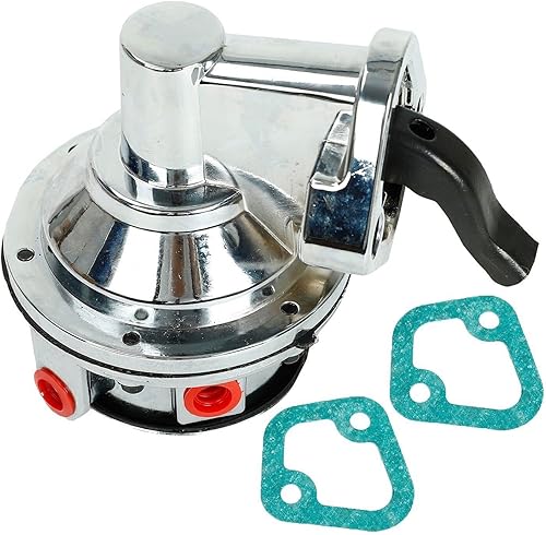 wangtney Bomba de combustible mecánica cromada con accesorios compatible con SBC Chevy 265 283 305 307 327 350 400 409