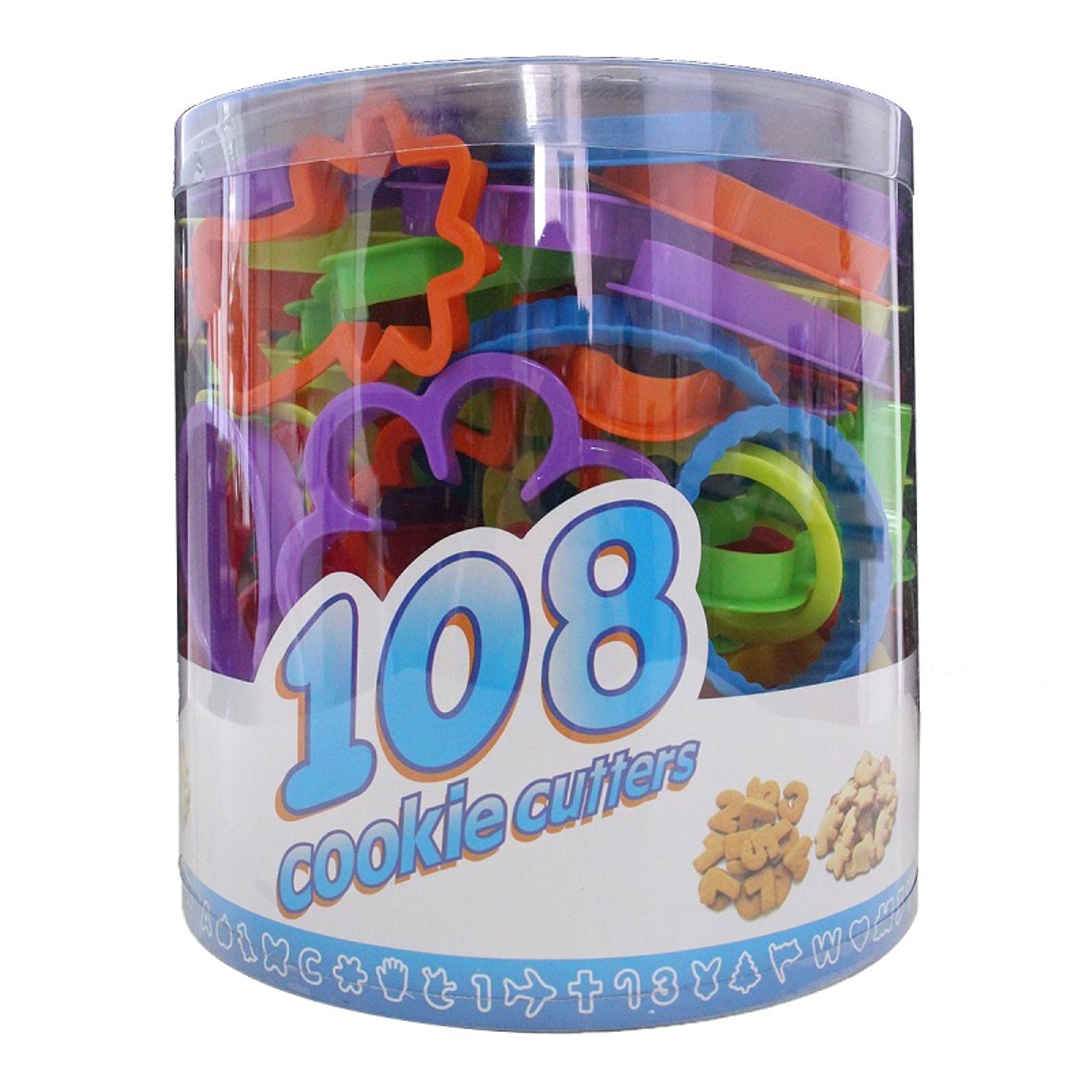 CUICUI 108 Uds Molde para Galletas Número De Animal Corazón Flor Dinosaurio Forma De Estrella Redonda Forma De Letra Forma De Pan De Jengibre Juego De Cortador De Sello De Galleta