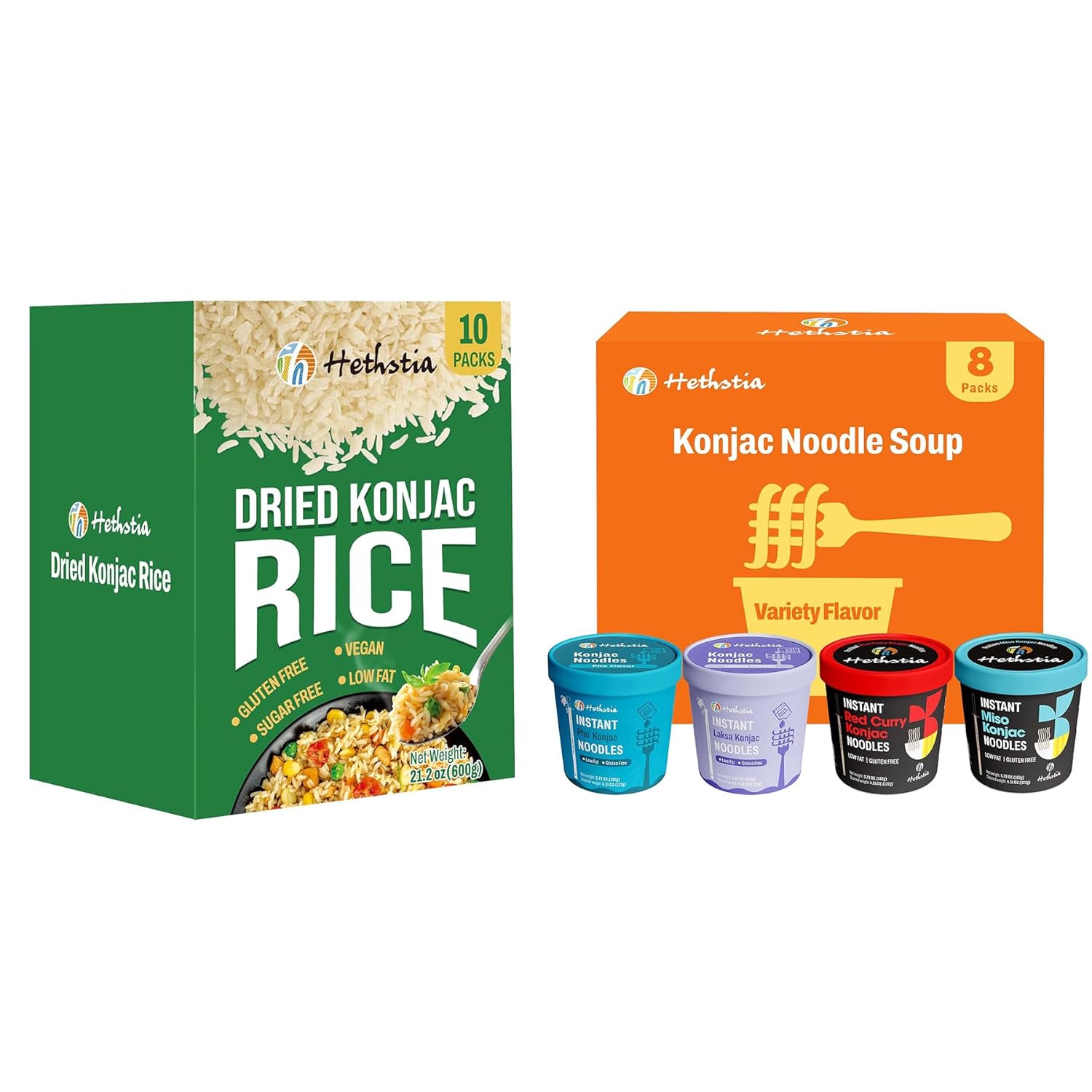 Pack Variedad Sopa de Fideos Konjac y Arroz Shirataki Seco - 8 Tazas