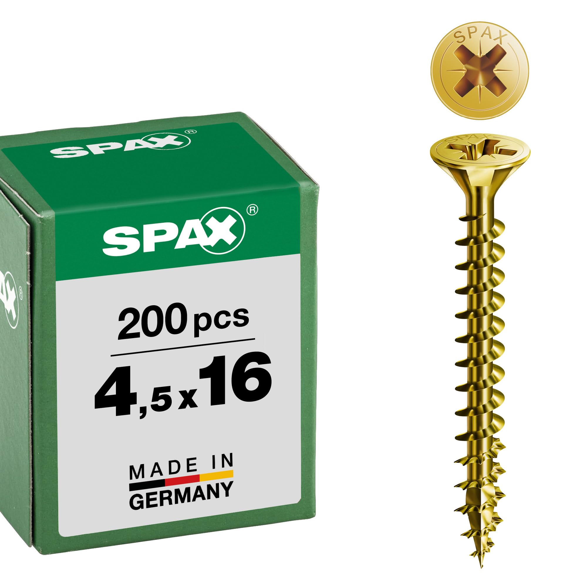 Spax Gelb Verzinkt – Universal Screw Countersunk Head Phillips Z 4Cut Full Thread Galvanized Passivated A2l – 1081020350123, 1081020450163