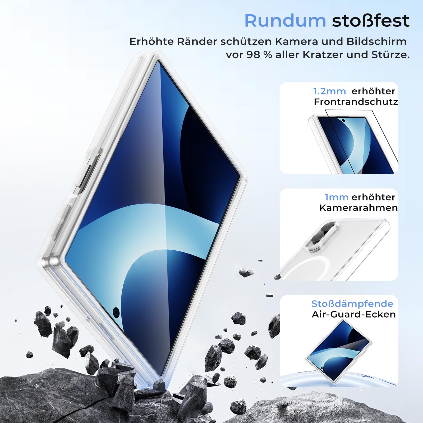 BENKS Klare Hülle für Samsung Galaxy Z Fold 8 mit Scharnierschutz