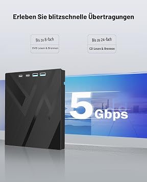 7 in 1 External DVD Drive External CD/DVD Drive for Laptop with SD/TF Port CD Burner DVD Player DVD Burner USB 3.0/Type C CD ROM External Drive CD Drive for PC Laptop Windows Linux