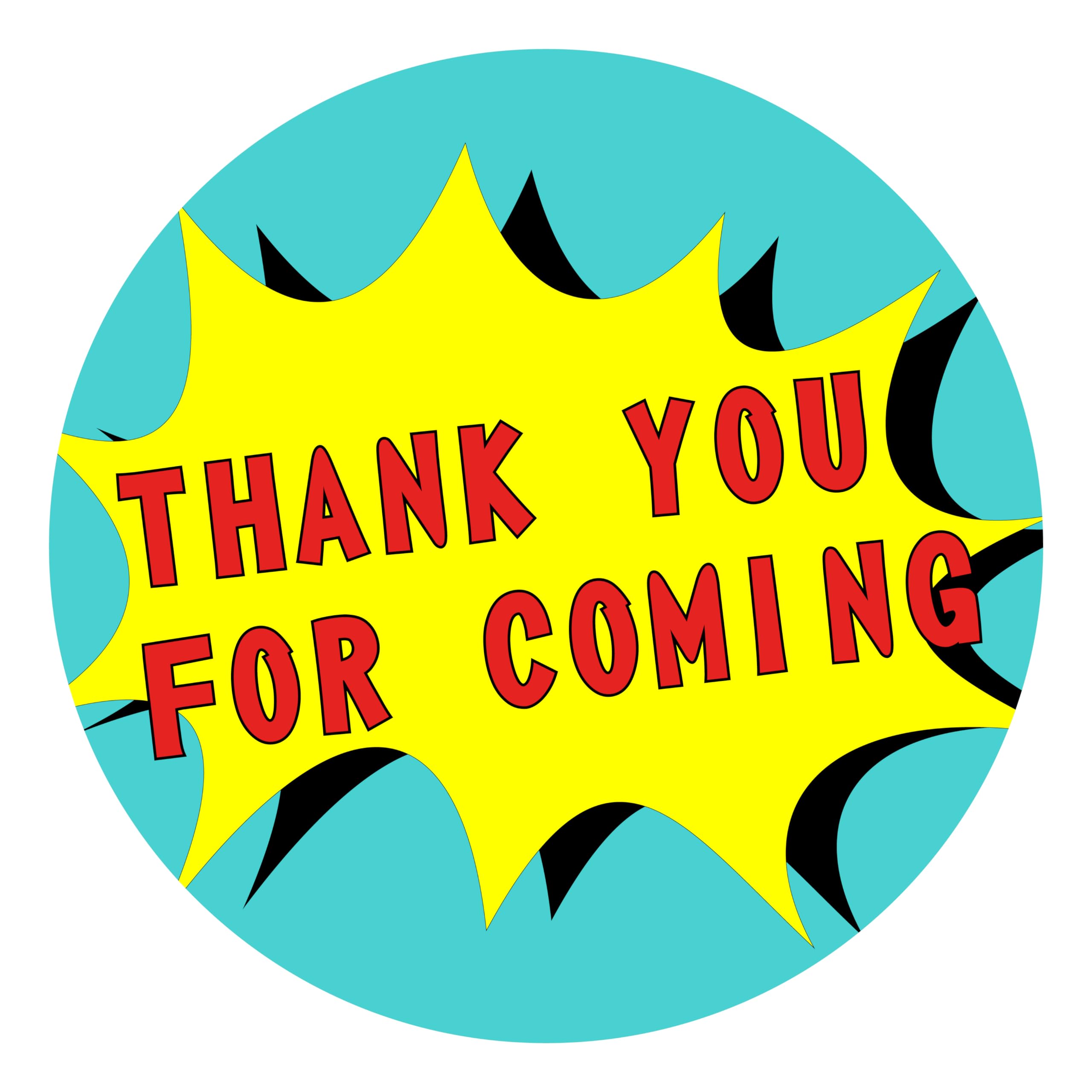 Manta Makes Thank You for Coming to My Party Stickers for Party Bags, 35 x 37mm Round Thank You Stickers for Party Bags, Thank You for Coming to My Party Bag Stickers Sheet (Superhero Wow)