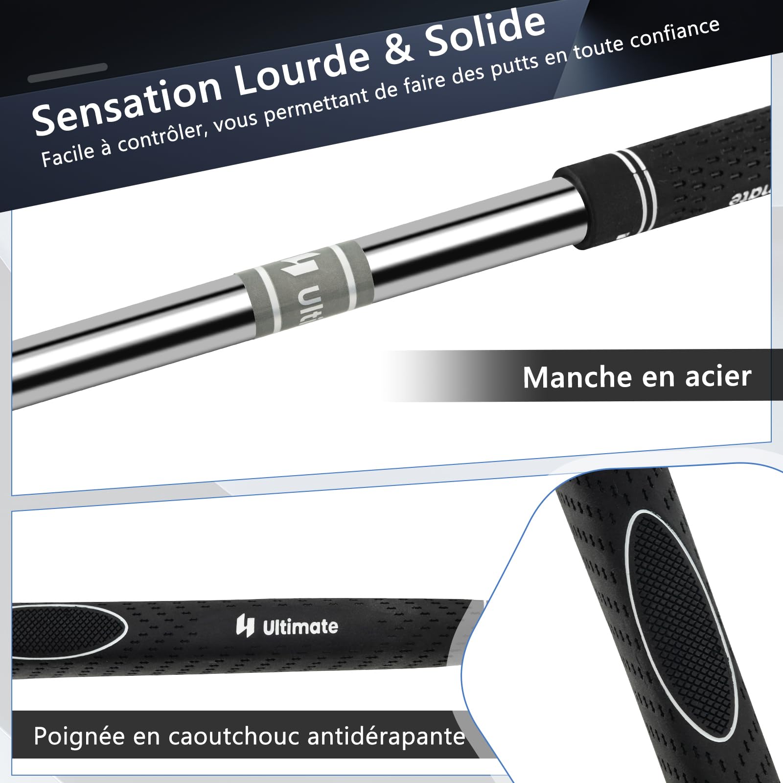 GYMX Putter de Golf 89 CM, Club de Golf avec Aide à l'Alignement, Poignée en Caoutchouc, Housse de Tête, Surface de Frappe Rainurée, Tête en Alliage de Zinc, pour Droitiers
