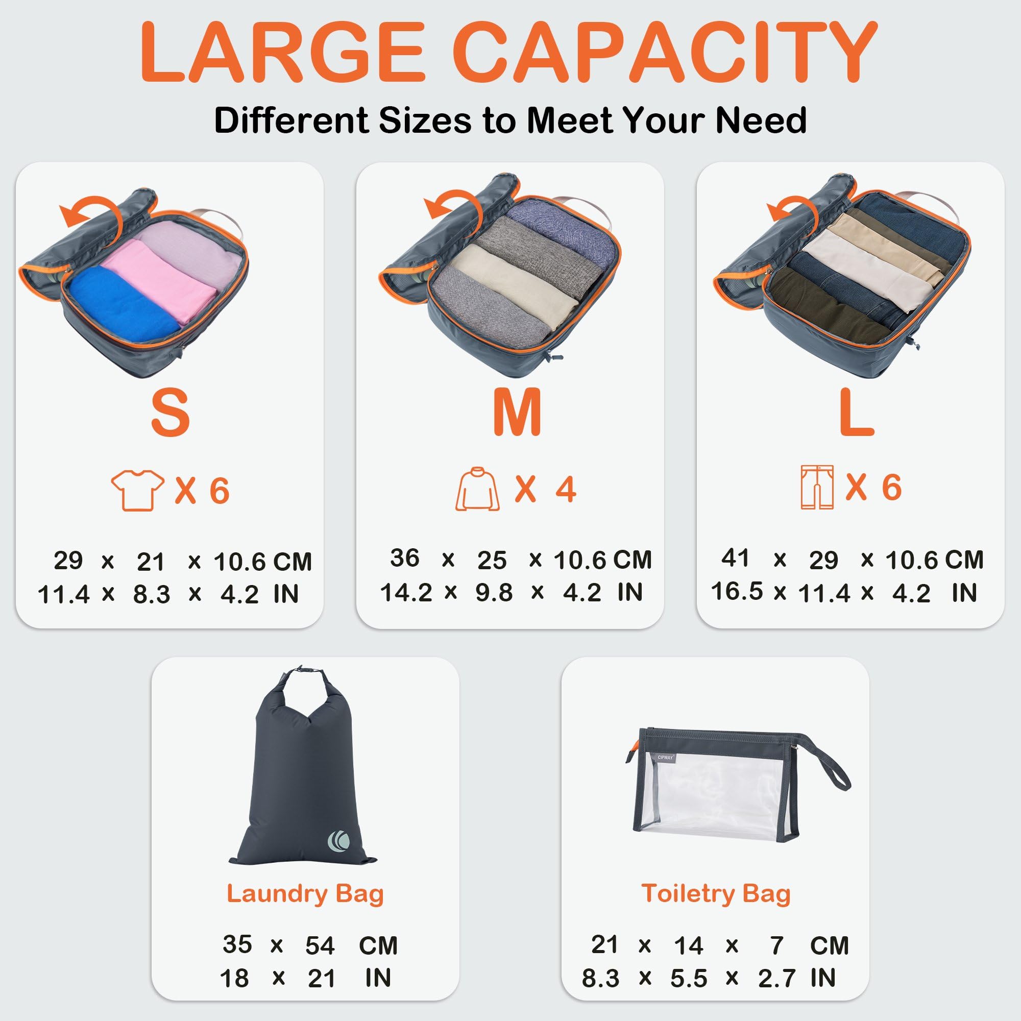 Set 8 Organizer Valigia Compressore - Sacchetti Viaggio Ultraleggeri, Salvaspazio, Bianco - Foto 6