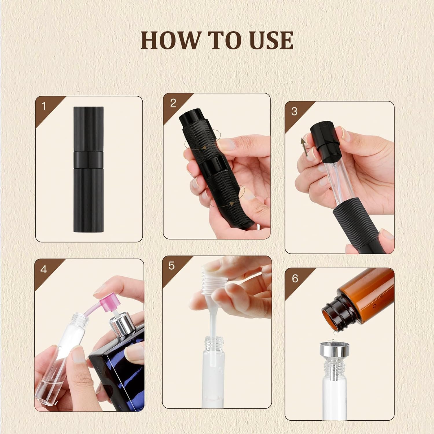 Toureal Atomizer do Perfum 8 ml, 3 Sztuki Aluminiowy Podróżny Pojemnik na Perfumy, Mini Butelka z Rozpylaczem do Torebki, Kosmetyczki i Podróży, Czarny Niebieski Srebrny