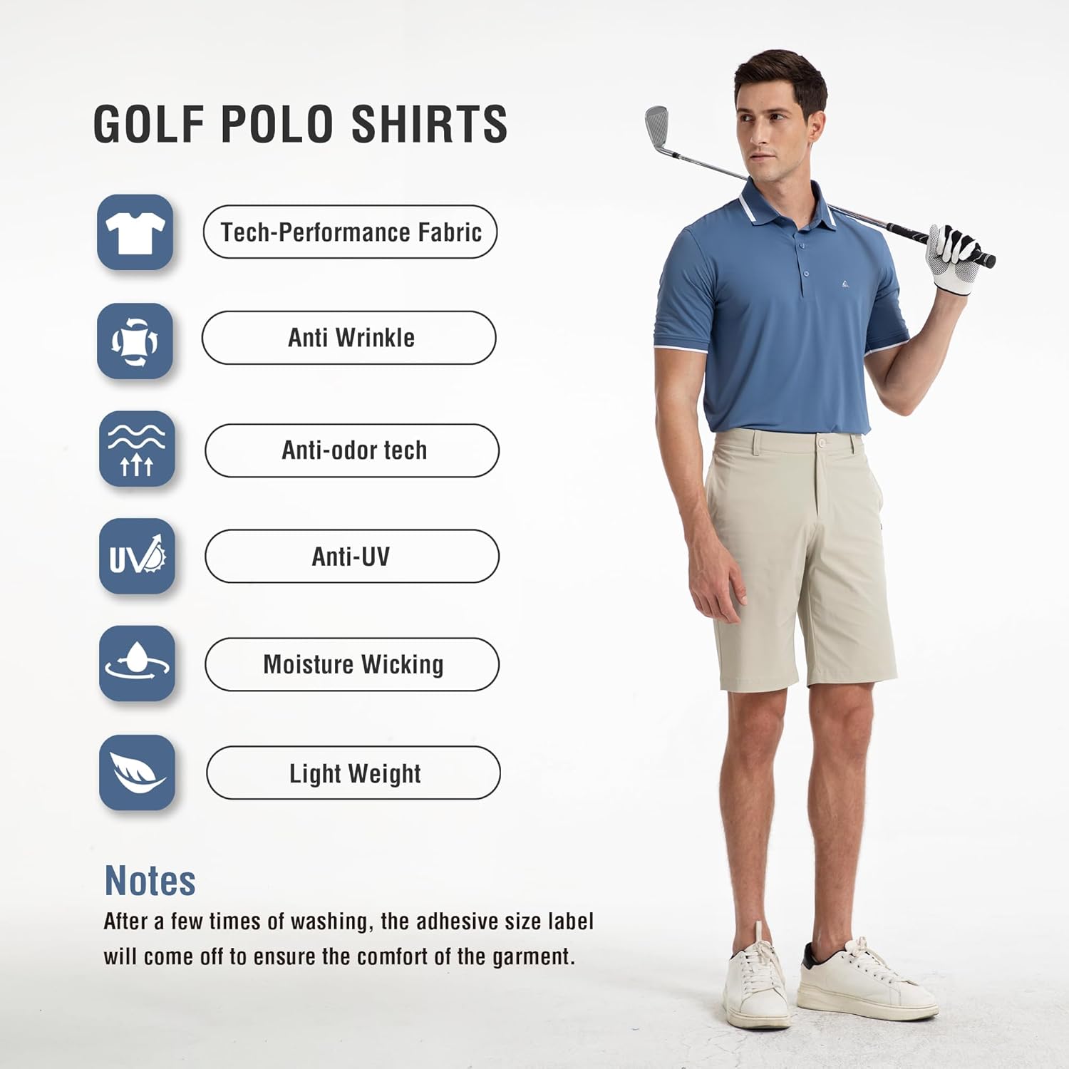 Men's Golf Polo Shirt– Silky Tech Nylon, Cooling, UV-Resistant, Quick-Dry Short Sleeve Sports Athletic Shirts for Men - Image 5