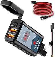 Vista 1 de EXTRACTME Cargador USB de motocicleta de 6.8 A, carga rápida 3.0 Dual USB Cargador de teléfono para motocicleta con voltímetro e interruptor