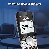 Vista 4 de VTech Teléfono inalámbrico de 3 auriculares con pantalla grande y botones grandes, DECT 6.0 con identificador de llamadas/llamada en espera, altavoz
