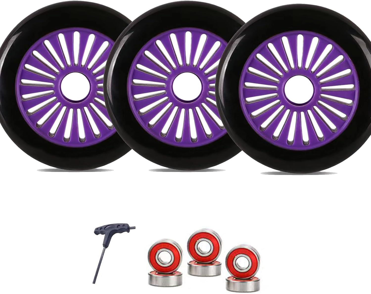 Inline Skate Wheels Outdoor Indoor 125mm Roller Skate Wheels Scooter Wheels 85A Speed Skating Shoes Inline Replacement Wheel 5inch with Bearings for Scooters (Orange,6)