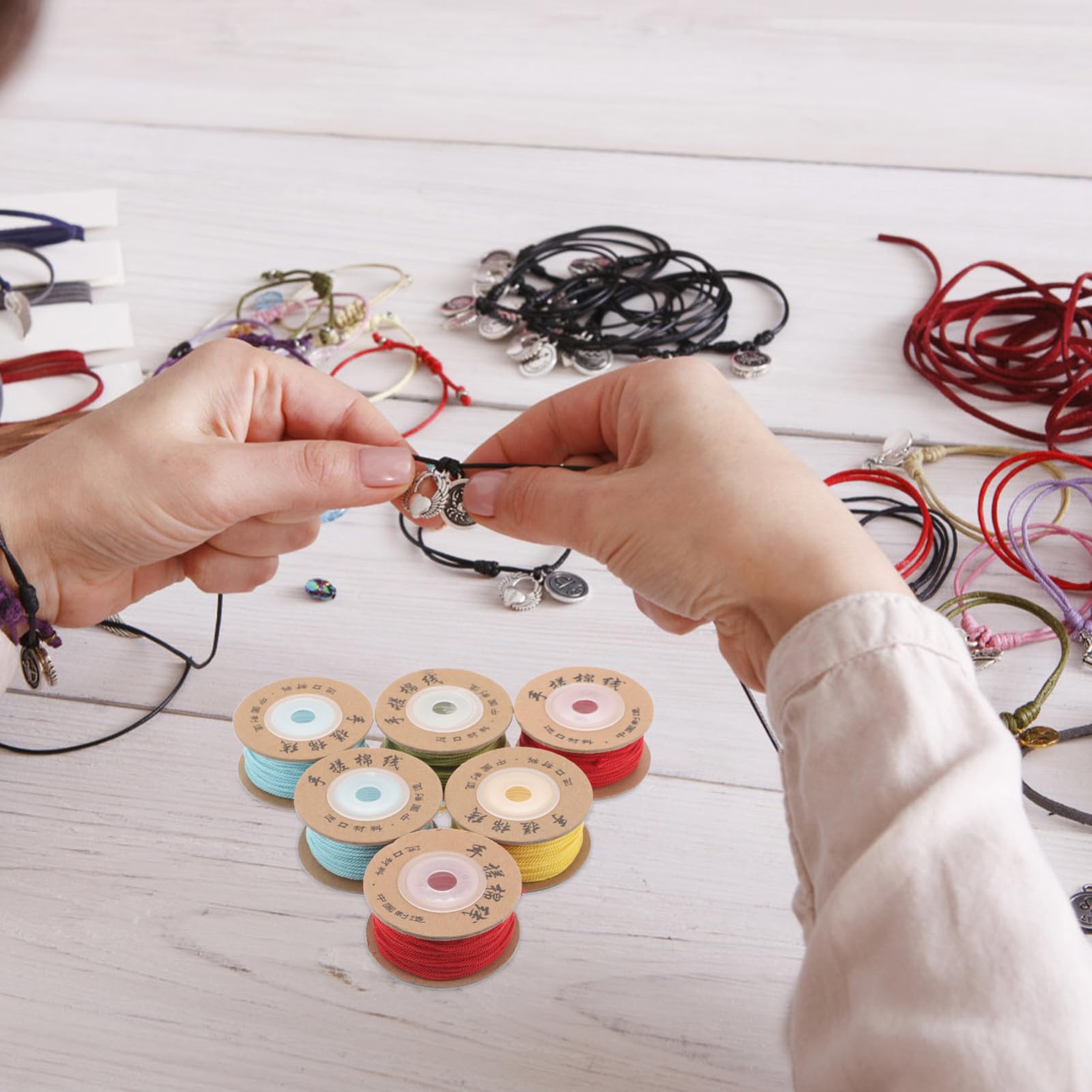 12piezas Hilo Rojo Para Cuentas y Abalorios Cordón De Algodón Para Manual y Joyería