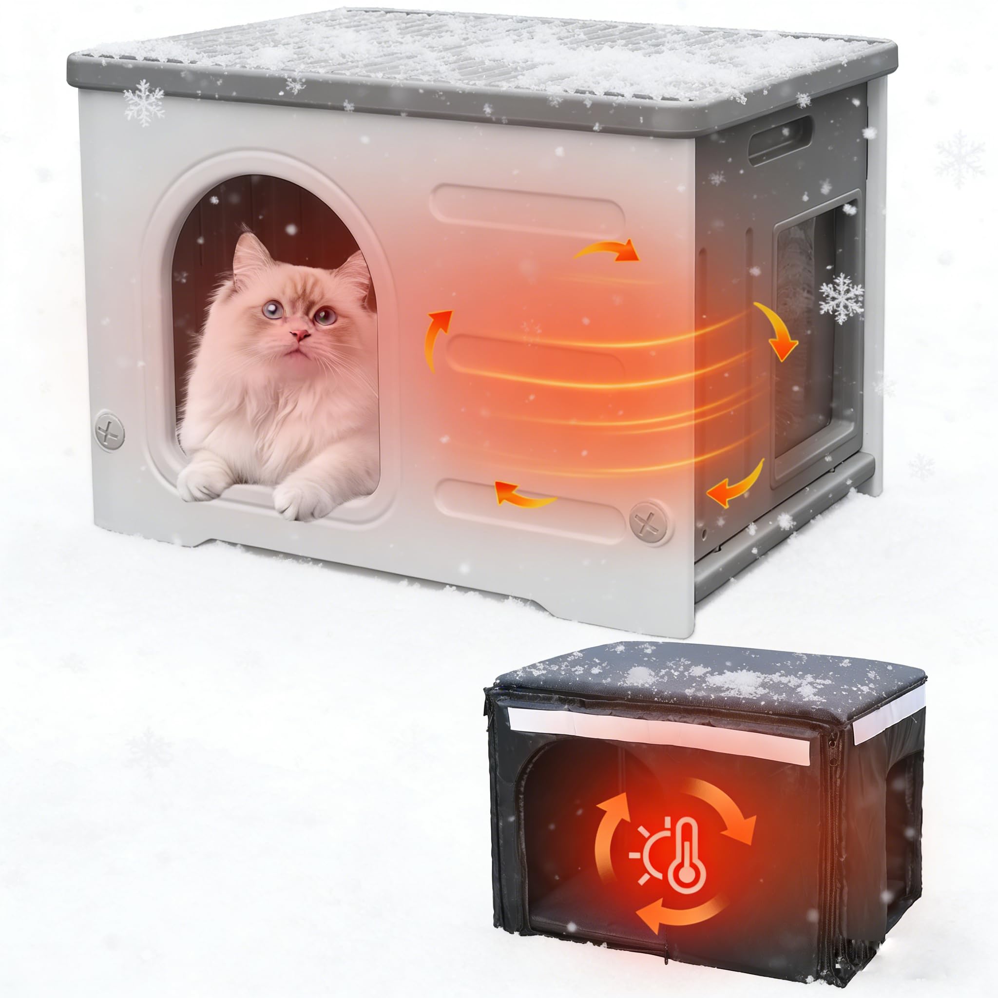 未使用）断熱キャットハウス 耐候性プラスチック 外飼い 犬小屋 Amazon | 断熱キャットハウス 屋外用 耐候性プラスチック製 猫小屋
