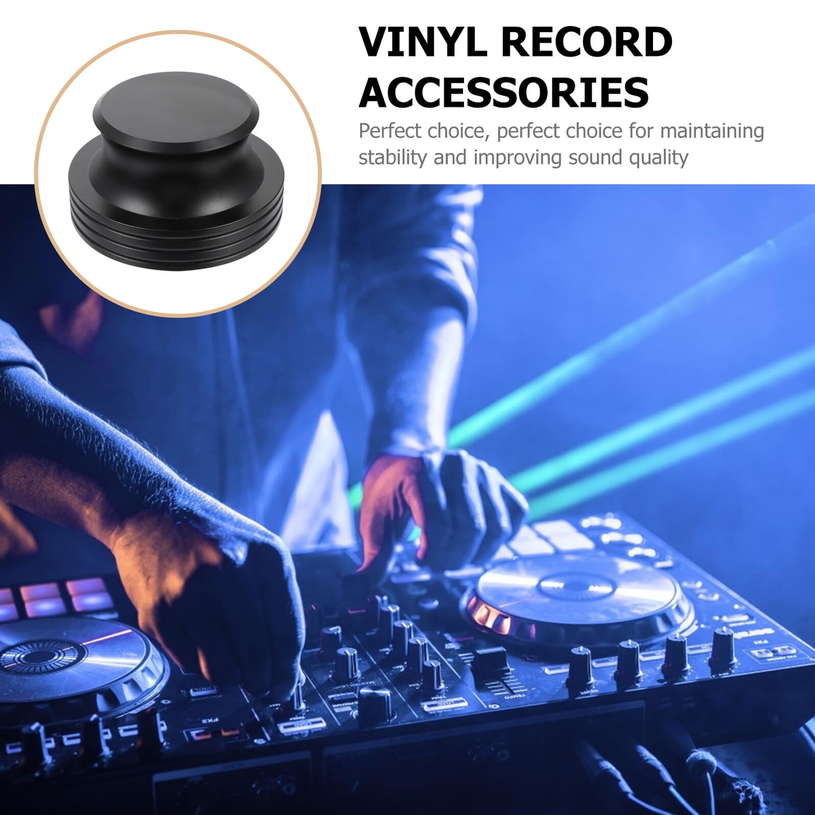 Toddmomy Estabilizador de Peso de Aluminio para Discos de Vinilo Reducción de Vibraciones Mejora Sonido Tocadiscos Accesorio Duradero Negro